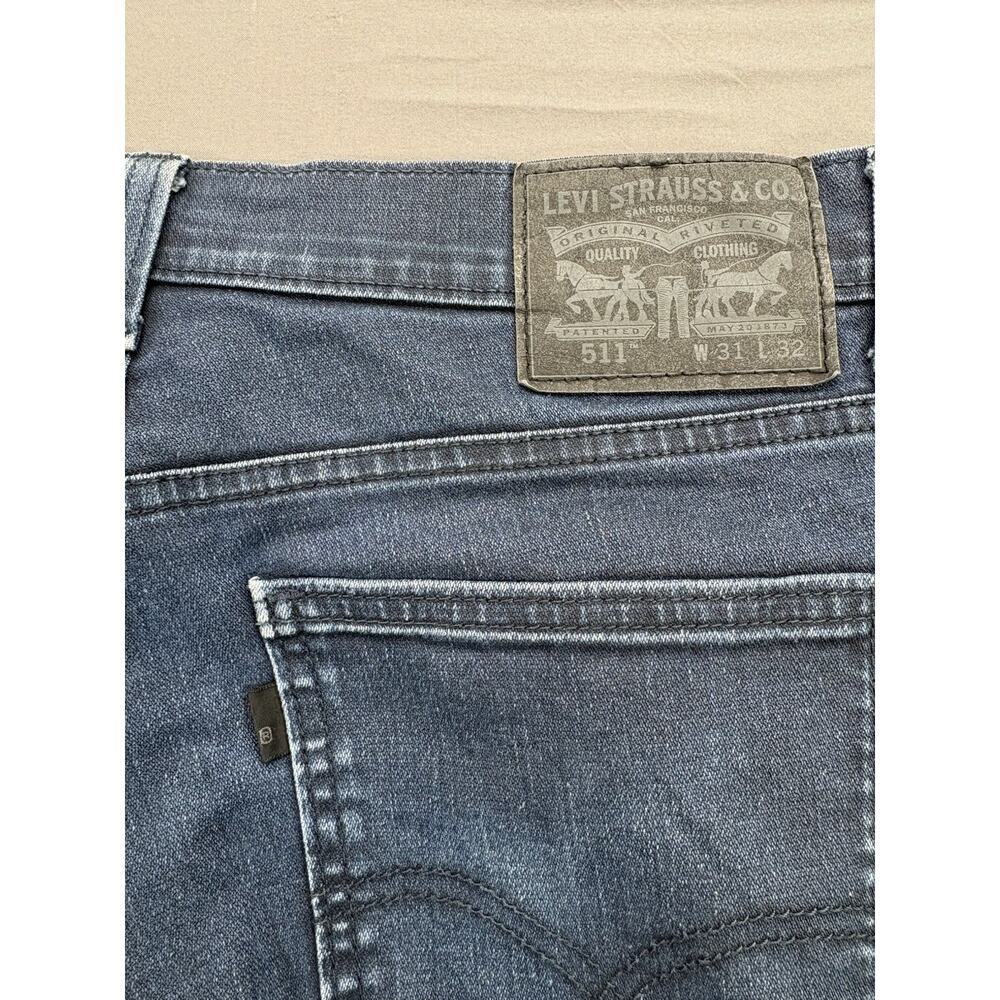 Levi's 511 Jeans Men’s 31x32 Blue Denim Modern Slim Fit Dark Wash Straight Leg - Picture 6 of 8